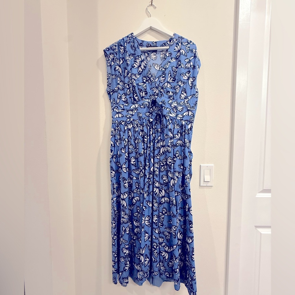 Kate Spade Blue and White Floral Midi Dress